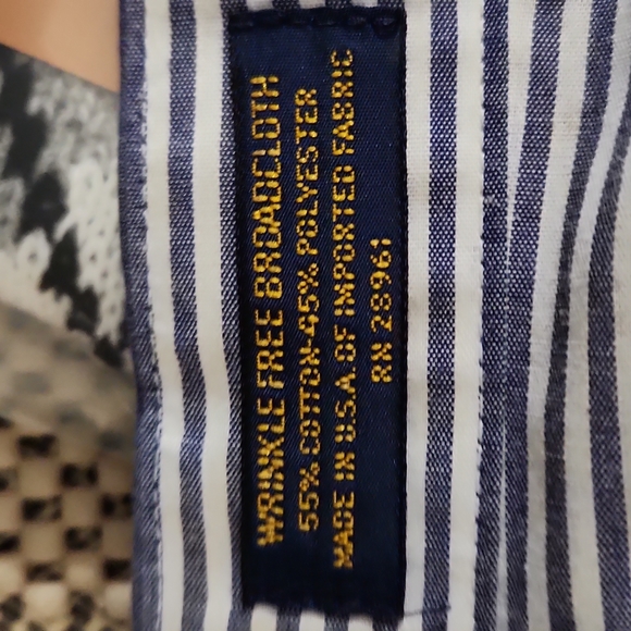 THE ARROW COMPANY 16/32-33 MEN'S DRESS SHIRT BUTTON DOWN WHITE/ BLUE STRIPES - Picture 5 of 8